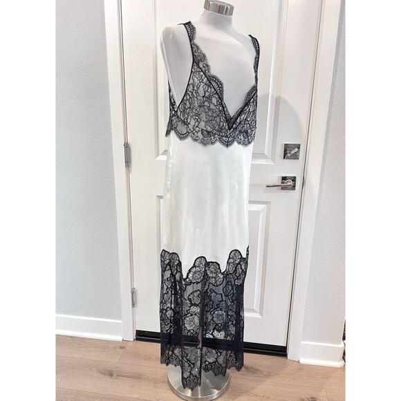 ZARA WOMAN SS24 WHITE LACE SATIN EFFECT DRESS ZW COLLECTION SIZE LARGE 8385/789 - Picture 10 of 16